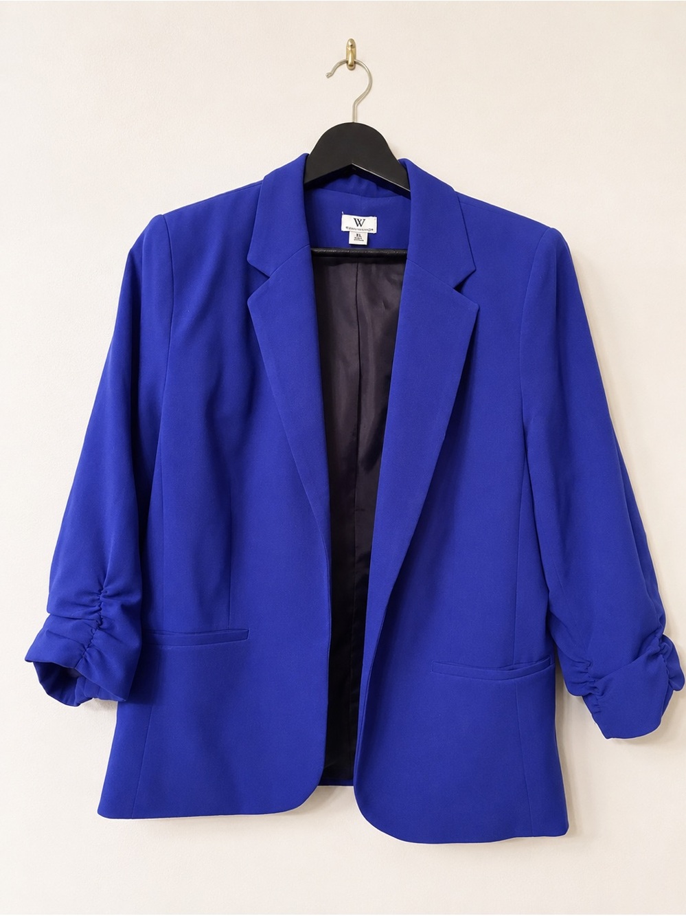 Worthington Royal Blue Ruched Sleeve Blazer XL - Picture 1 of 5